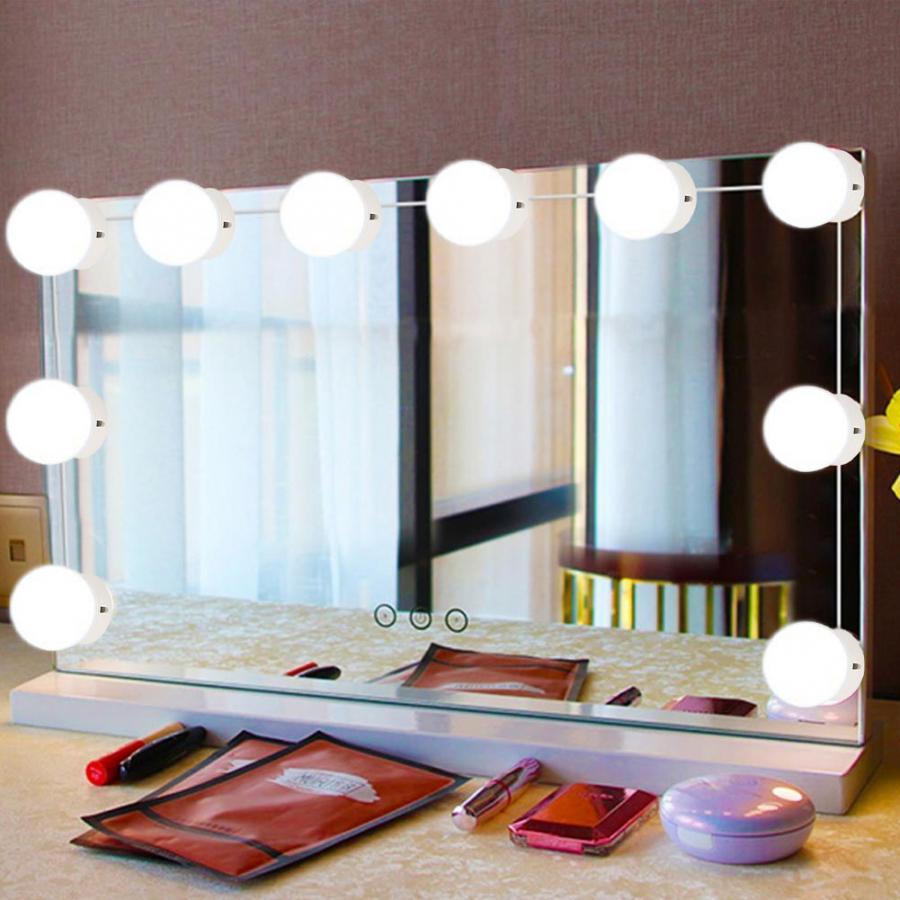 Makeup Mirror 10Pcs LED Makeup Comestic Mirror Light Kit with Dimmable Light Bulb Mirror Light