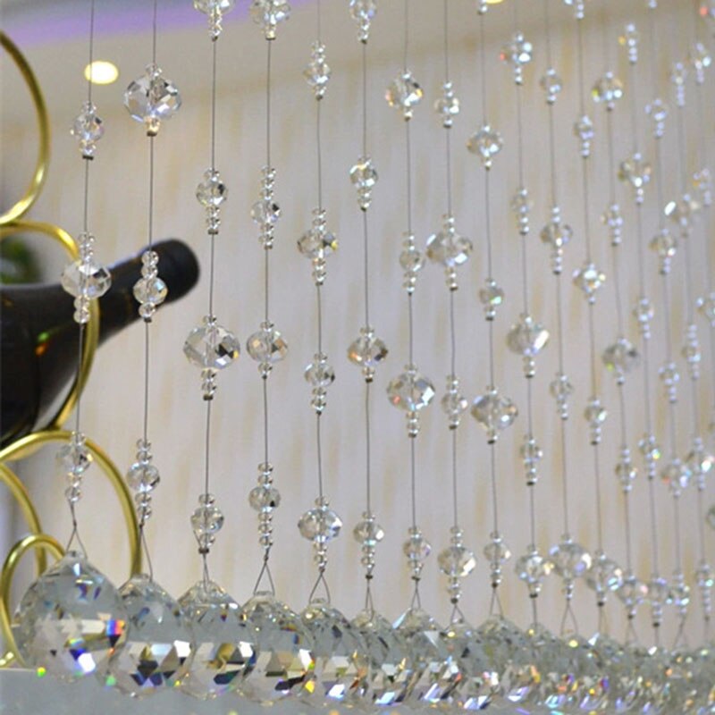 1m 1 strimmel krystalglasperle gardin diamant skillevæg dekorativt gardin til soveværelse: Gennemsigtig