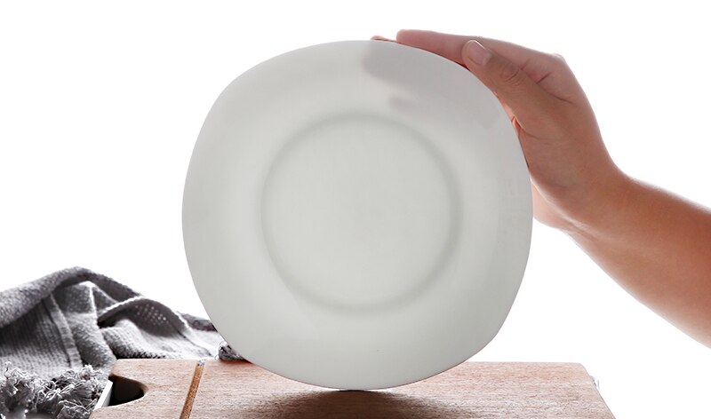 7 inch, plain white bone china square dinner plates, porcelain rectangular dish, white crockery cake candy plates,: Default Title