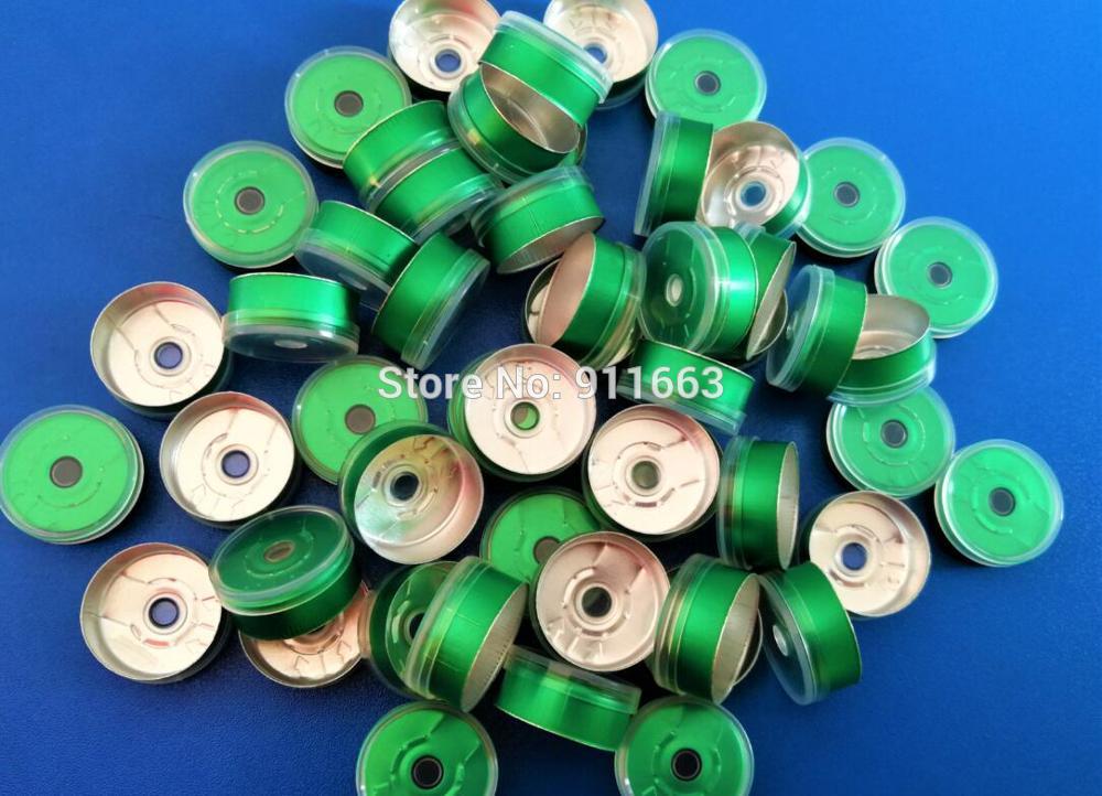 20mm Kunststoff-Aluminium kappe, 20 teile/los, Alle Arten Von Farbigen Kappen, pharma kappen, kunststoff-Aluminium Spitzen für crimpen glas fläschchen: klar Grün
