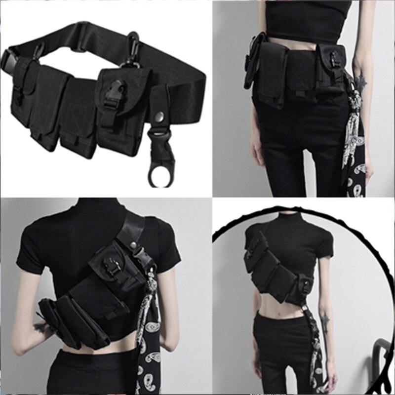 Hip Hop Brust Tasche für Männer Schwarz Streetwear Brust Rig Fanny Pack Multi-tasche Reise Telefon Gürtel Tasche beutel Taille Pack