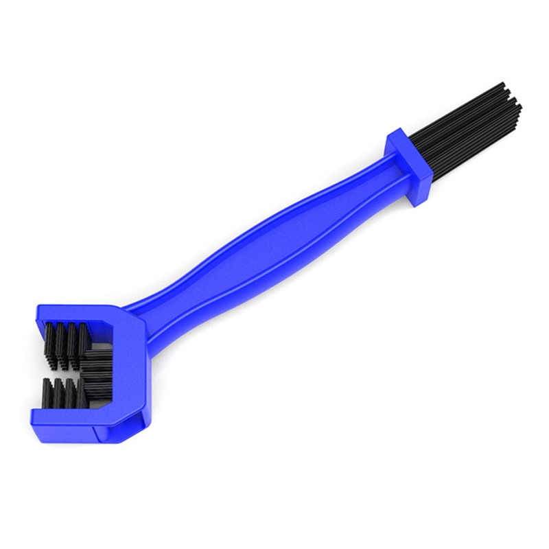 Kit de cepillo de limpieza para cadena de motocicleta, herramientas de limpieza para mantenimiento de engranajes, juego de depurador, cuidado de bicicleta, estable, duradero, doble extremo: Azul