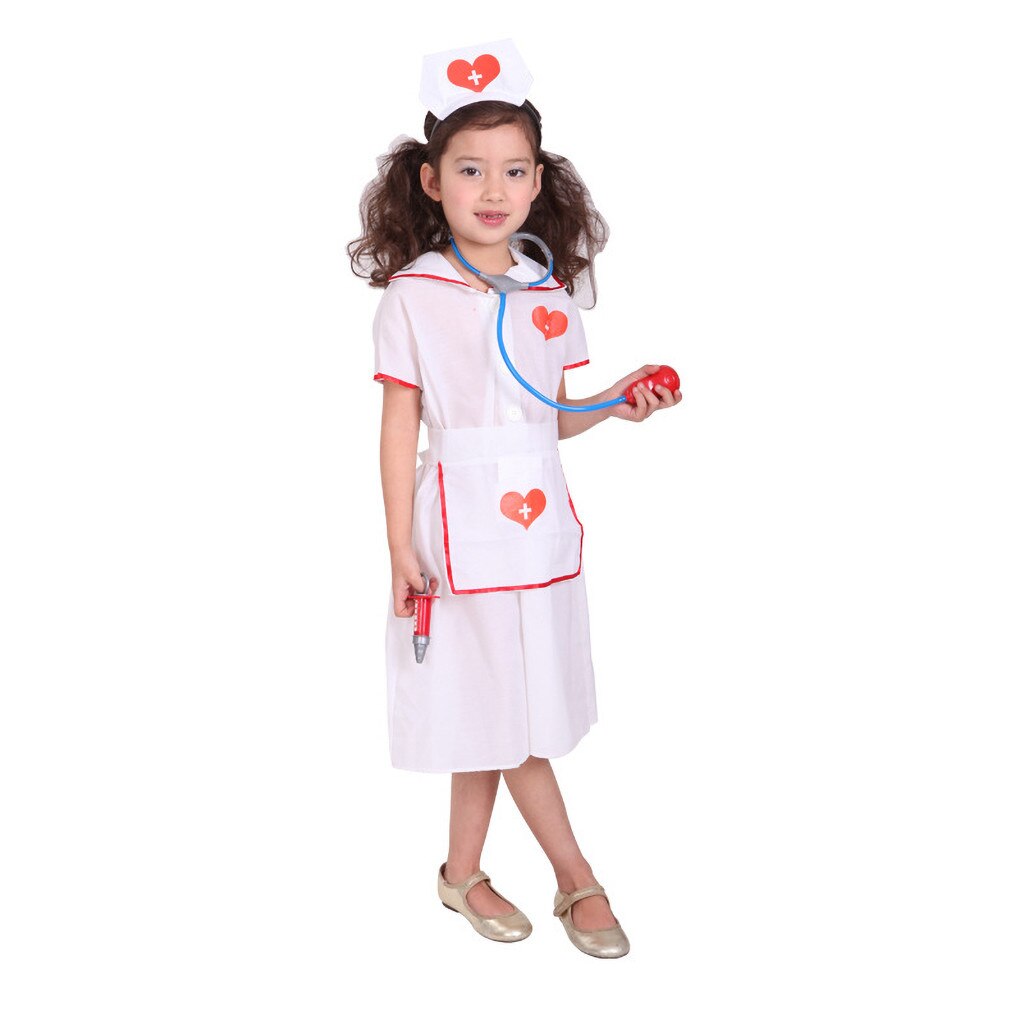 1 einstellen freundlicher Kleidung Rolle Spielen Kostüm Arzt der Insgesamt Weiß Kleid Krankenschwester Uniform Pädagogisches Arzt Spielzeug Für freundlicher