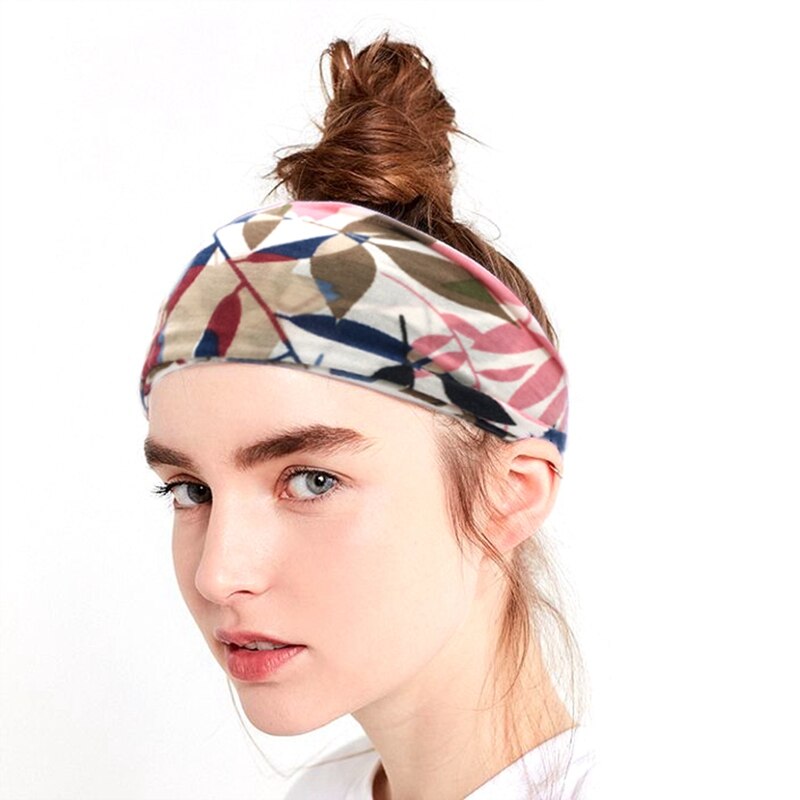 Banda antisudor para yoga, bufanda de ala ancha para mujer, diadema ancha, ligera, transpirable, antideslizante, banda para el sudor con absorción de agua