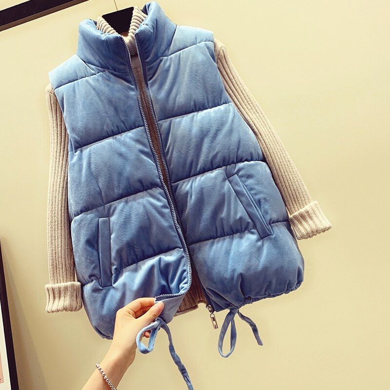 autumn winter women&#39;s casual female nice warm Vest Outerwear MP3302: Blue / XXL