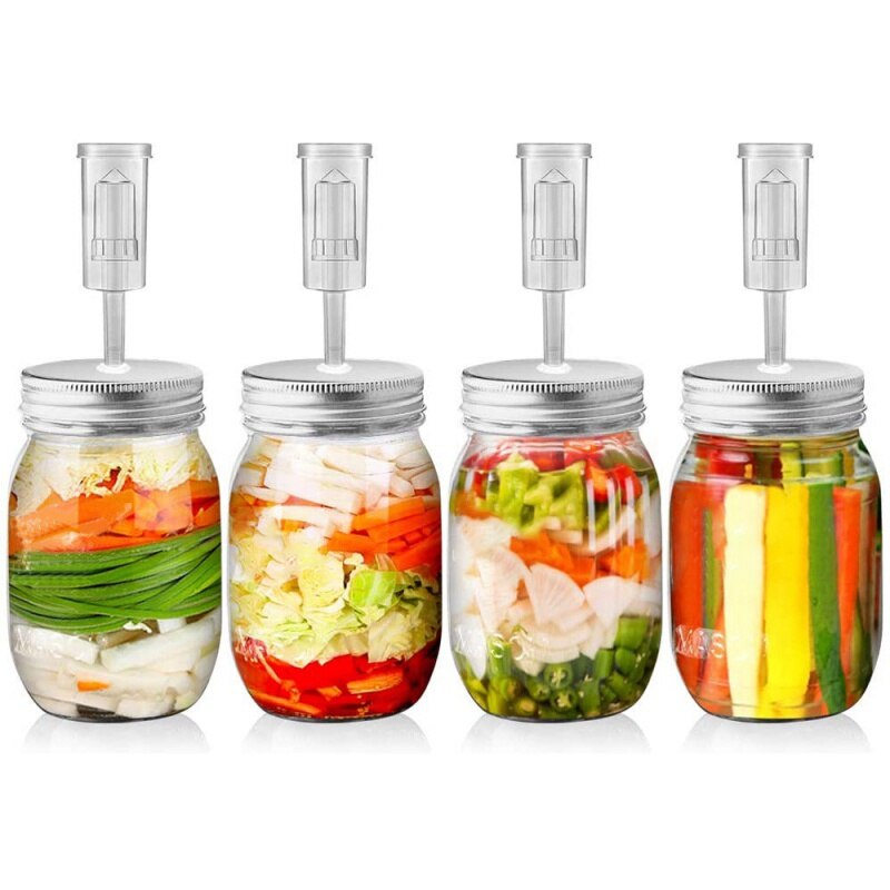 Fermentatieset voor potten met brede mond - watersloten, siliconen ringen, roestvrijstalen deksels voor het fermenteren van potten met brede mond en siliconen