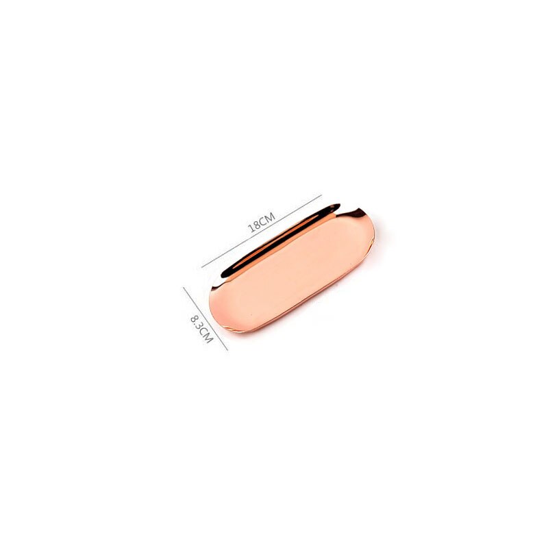 Style nordique ovale bijoux stockage plateau de service plateau en acier inoxydable plateau de nourriture stockage en métal or décoration organisateur de la maison: Rose gold small