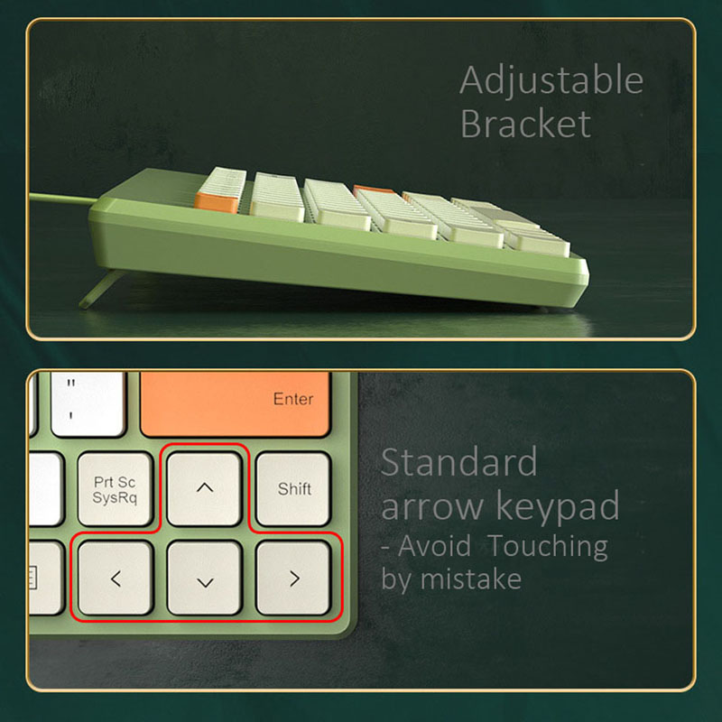 Mechanical Keyboard with USB Wired Cute Chocolate Keypad Silence Clicking Mini Protable for Desktop Notebook Laptop Windows IOS