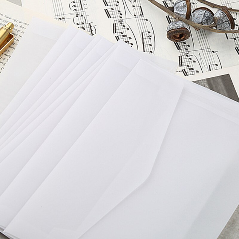 50 pièces translucide blanc papier parchemin enveloppe cartes postales Invitations enveloppes de couverture
