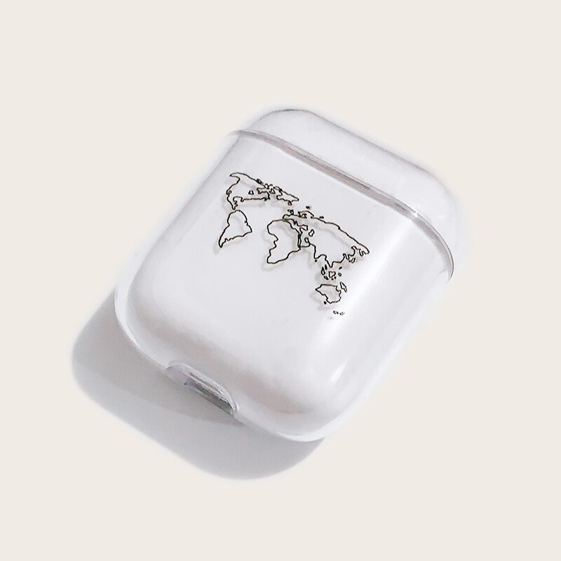 Cubierta protectora de Auriculares inalámbricos con bluetooth pintada con mapa de línea, carcasa dura transparente aplicable a airpods de 2 Generación