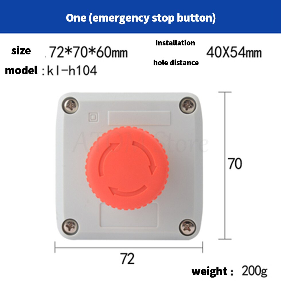 Industrial switch button control box waterproof emergency stop start stop power switch two position key knob: Dark Grey