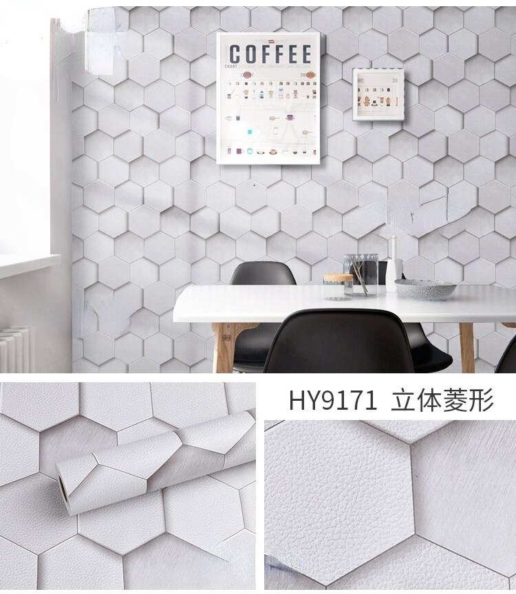 Mural Wallpaper Modern Black and White Circle Wallpaper Office Study Bedroom Landscape Self-adhesive Waterproof PVC: H