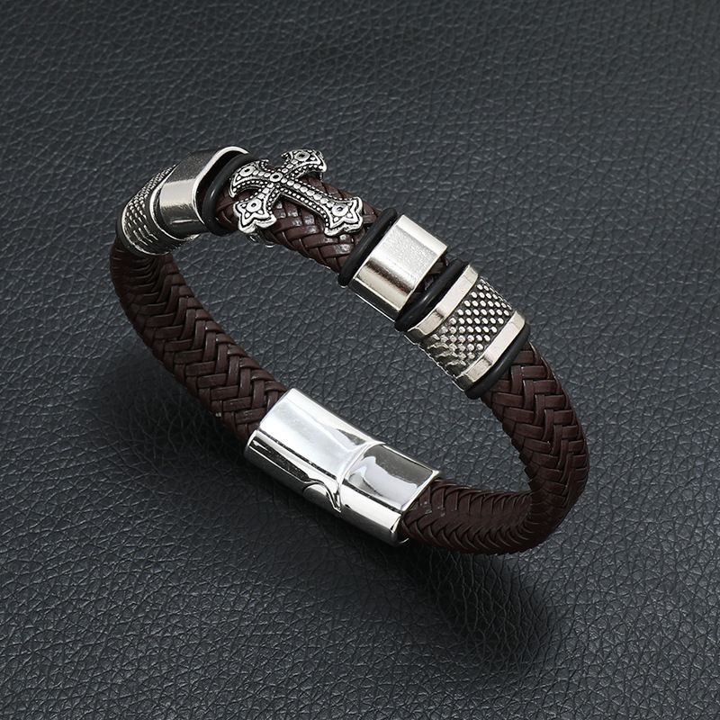 Men's Musical Symbol Leather Bracelet Vintage Men's Bracelet Music Symbol Simple Leather Multi-Layer Bracelet: ROSE GOLD COLOR