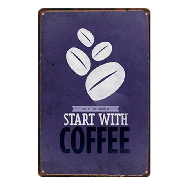 Holde roen drikke kaffe kafé butikk kjøkkeninnredning vintage blikkskilt shabby kunst hengende jernmalerier metallplaketter plateplakater: 3