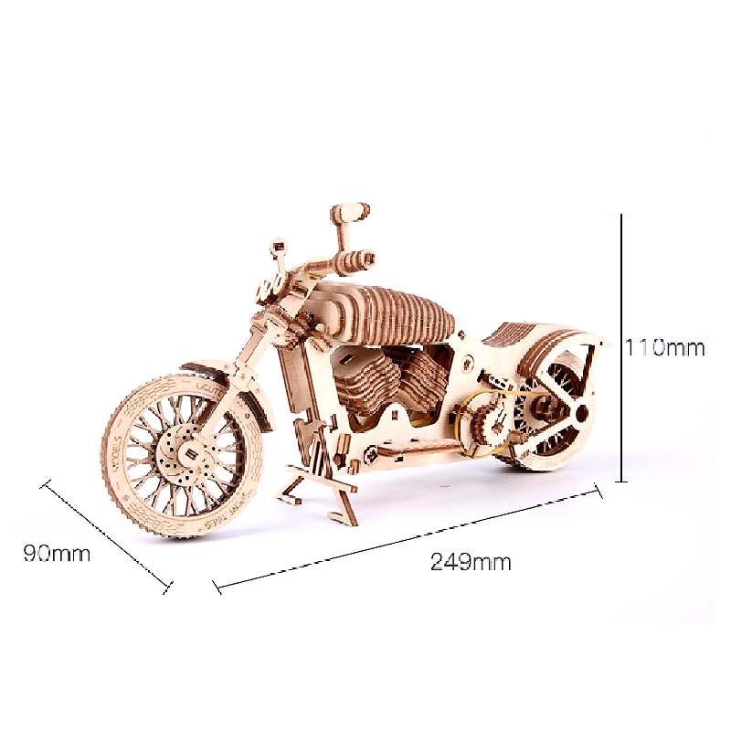 Houten Puzzel Model Kit Mechanische Transmissie Monteren Motorfiets Diy Handgemaakte 3D Puzzel Mechanische Constructor Voor Volwassenen