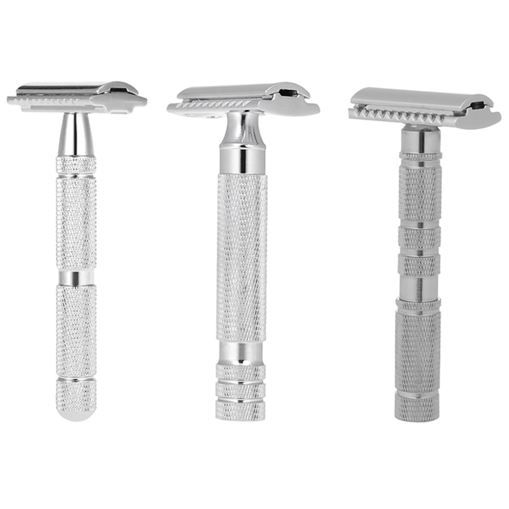 Máquina de afeitar clásica de Metal para hombre y mujer, afeitadora Manual de doble hoja con cuchillas, desmontable y portátil, para Barba y depilación