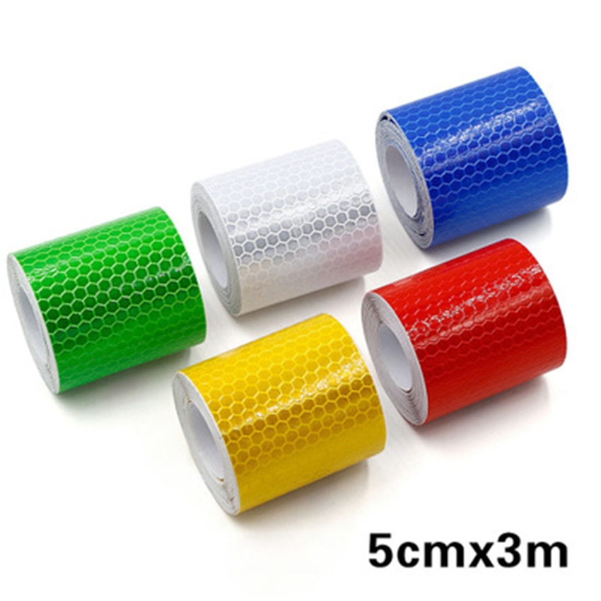 Cinta adhesiva reflectante de de seguridad, 5cm x 3m, cinta de advertencia autoadhesiva para coche, película reflectante para motocicleta, 5 colores