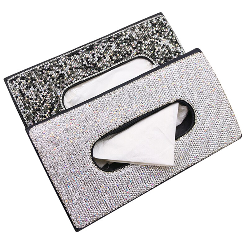 Crystal Diamond Car Tissue Box for Sun Visor Auto Hanging Tissue Box Crown Sunshade Case Auto Car Accessories