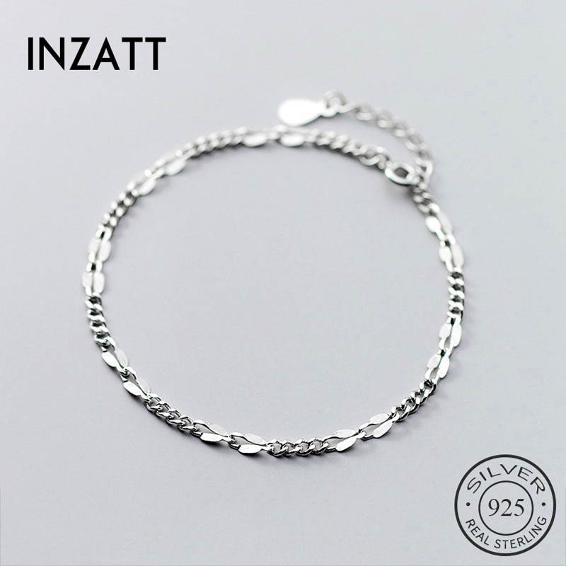 INZATT Real 925 Sterling Silver Geometric Bracelet For Charming Women Party Minimalist Fine Jewelry Hiphop Accessories