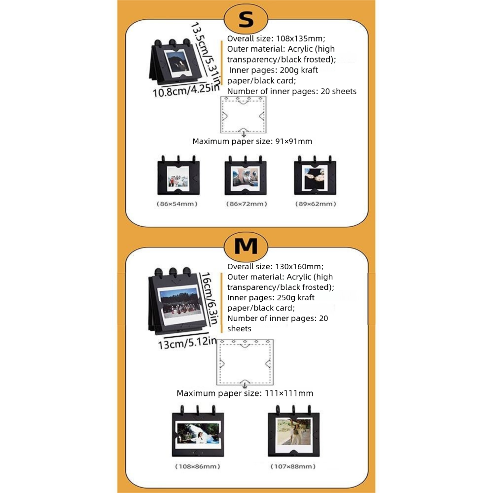 Horizontal/Vertical Display Flip Photo Album Holds 20-40 Photos Self Standing Desktop Photo Frame Double Sided Display