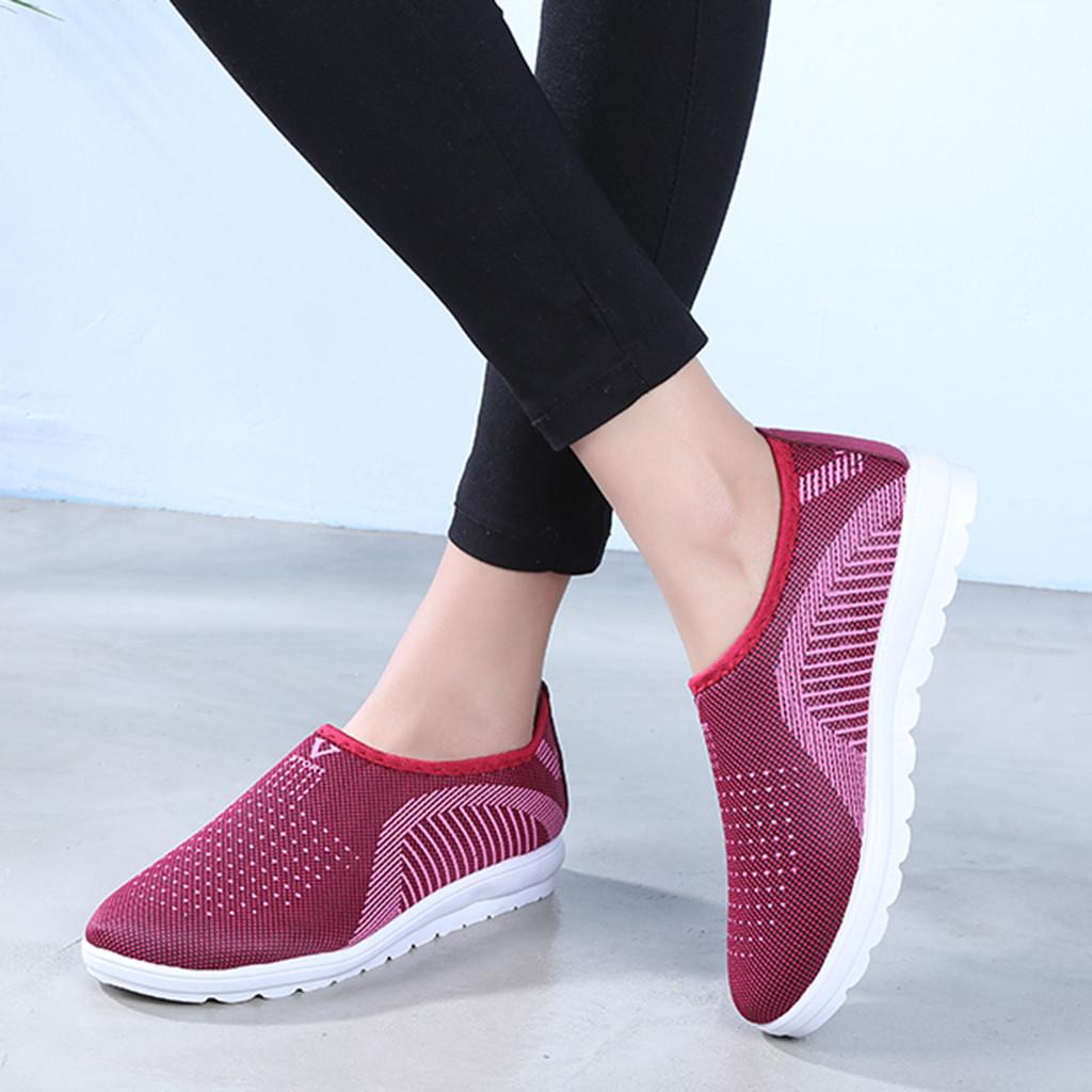 Women Mesh Flat shoes patchwork slip-on Cotton Casual shoes for woman Walking Stripe Sneakers Loafers Soft Shoes zapato: 3 / 5.5