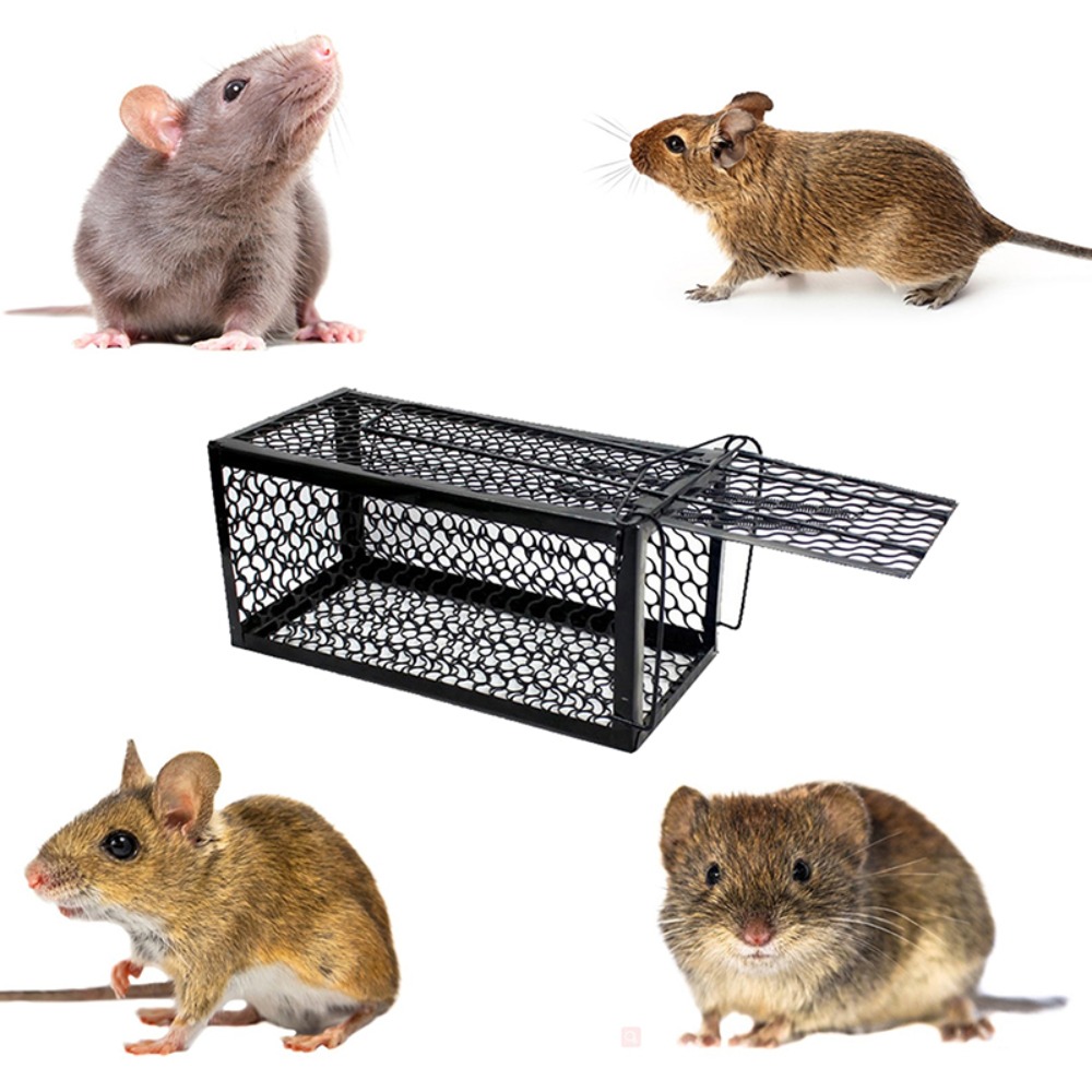 Trampa autoblocante para ratones, cebo para ratas, caja en vivo, trampa para ratones, jaula para el hogar, Control de animales, jaula de hierro para hámster