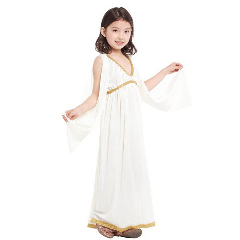 M-XL White Girls Halloween Goddess Athena Costumes Kids Children Greece Princess Cosplay Carnival Purim Stage play party dress
