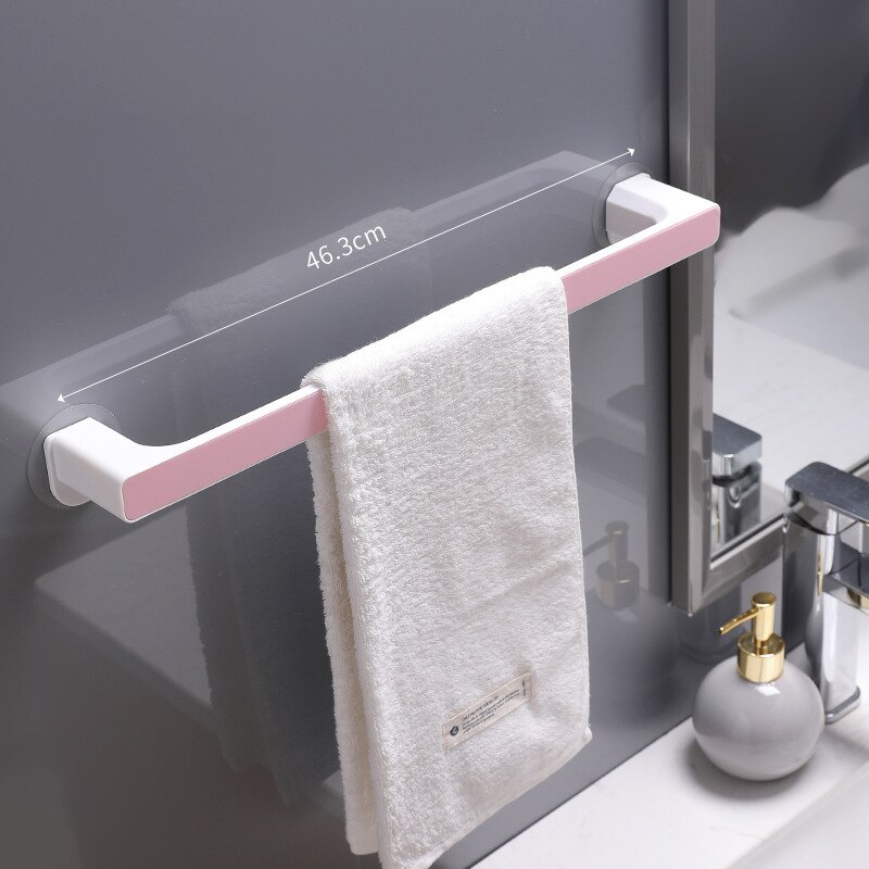 Selvklæbende håndklædeholder rack vægmonteret håndklædehænger badeværelse håndklædeholder hylde skoholder hængende badeværelse arrangør: Jeg er lyserød