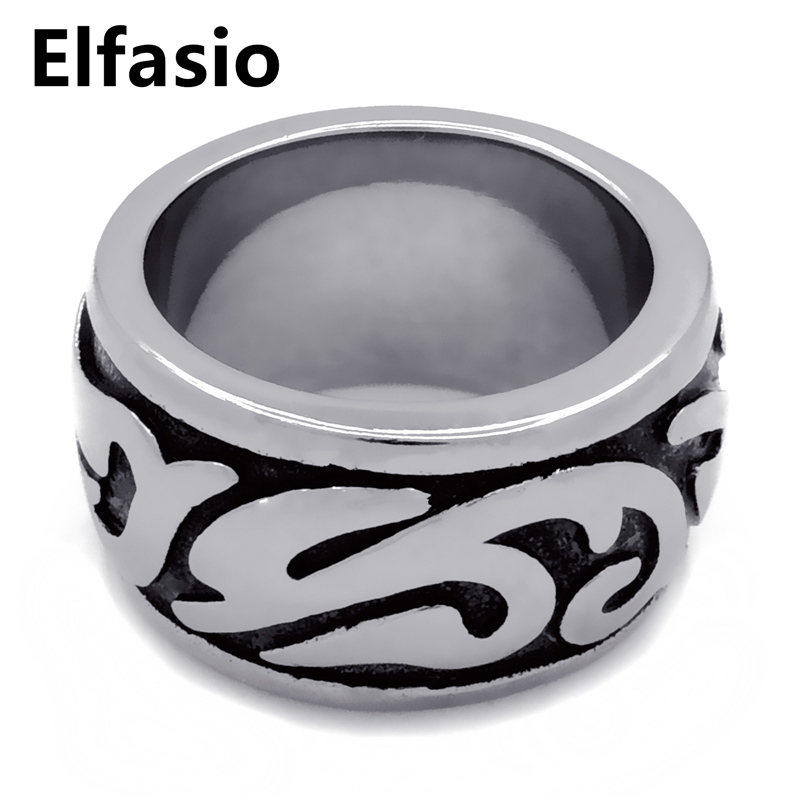 13mm Men's Tribal Tatoo Pattern Solid 316L Stainless Steel Wedding Band Ring Jewelry Size 8-13