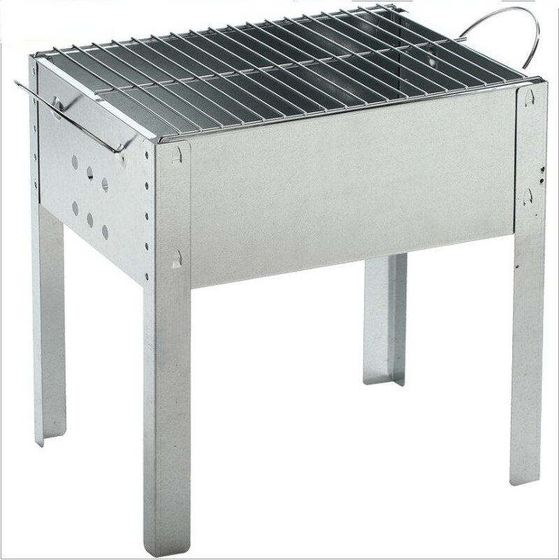 Portable Barbecue Grilling Stainless Steel Charcoal Rectangle Folding BBQ Barbecue Family Outdoor Camping Cooking Picnic Tool