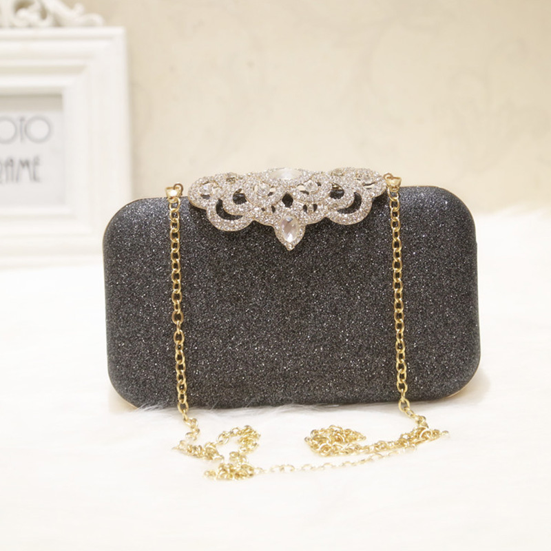 Wedding Shiny Handbags Blue Evening Clutch Bag Women Bags Bridal Metal Evening Purse Clutches Chain Shoulder Bag White