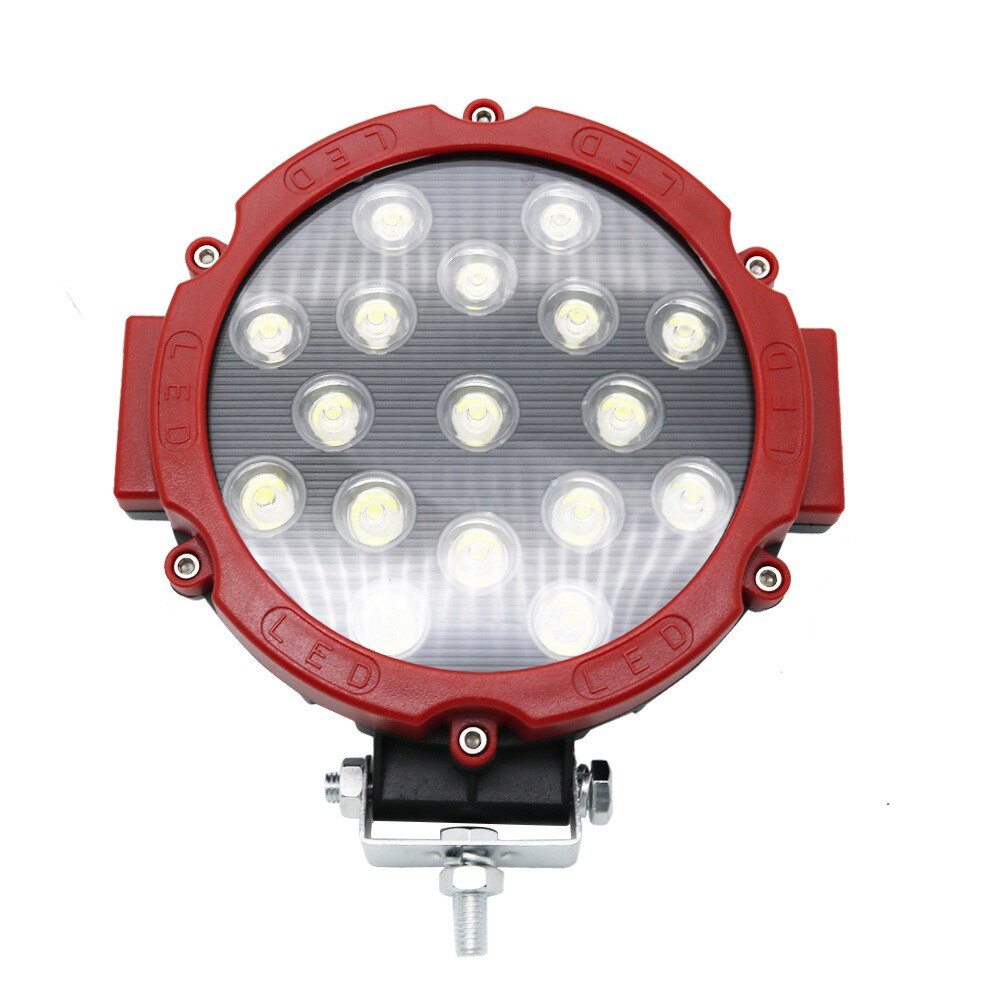 2pcs 7 inch 51W Round LED Work Light Spot Beam For 4x4 Offroad Truck Tractor ATV SUV Driving Lamp: 1 piece red