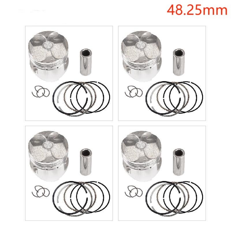 Kit de pistón y anillo de motor para motocicleta Yamaha, Kit de pistón y anillo de 48mm, 48,25mm, 48,5mm, STD + 25 + 50 + 0,25 + 0,5 para Yamaha FZ250 FZR250R FZR250 FZ FZR 250 1HX: 4 Sets 48.25mm
