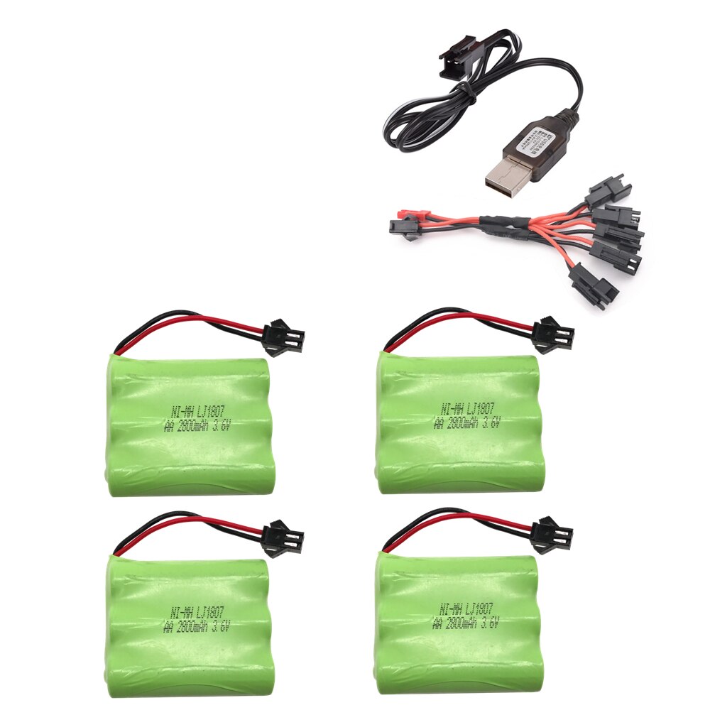 3.6v 2800mah Battery Ni-MH Battery AA NIMH 3.6v Battery Pack For RC Toy Car Boat Model RC Toy 3.6 V Battery: 4pcs USB