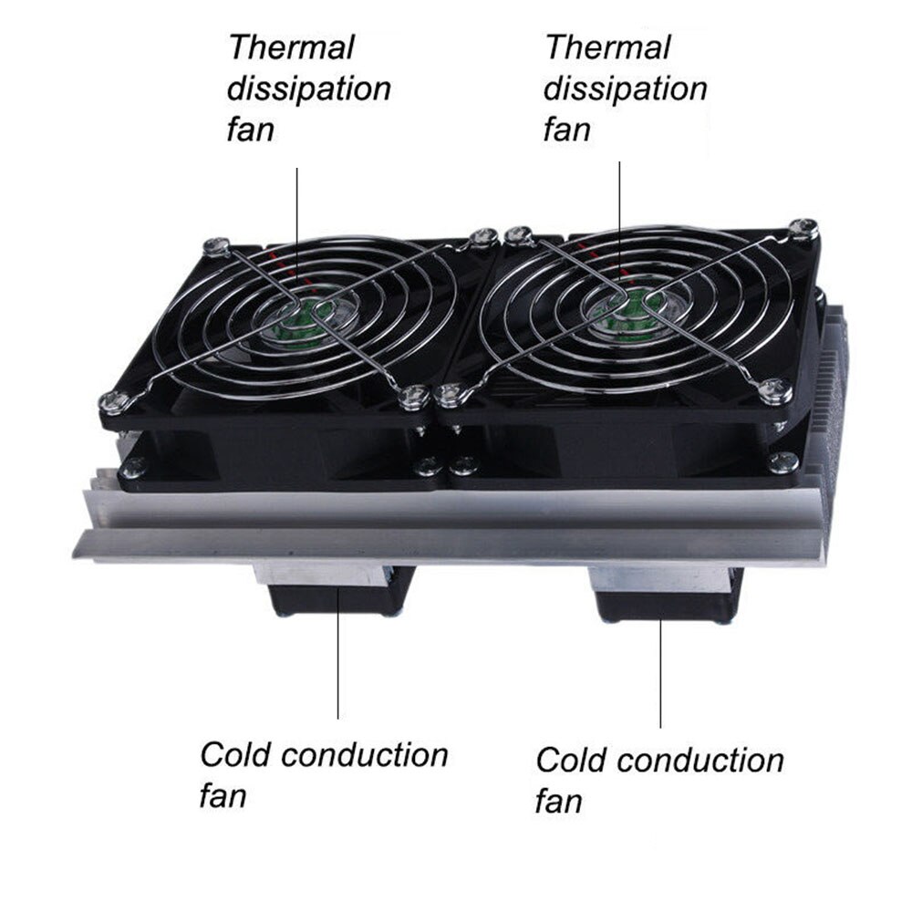 Black-rimmed Cooling Fan 12V Cooler Silent Dual Thermoelectric Peltier