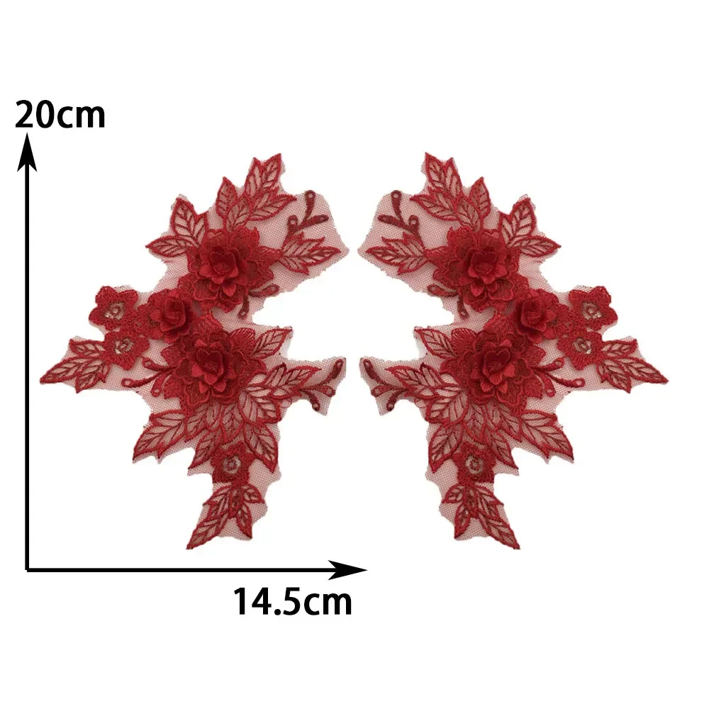 Bordado de poliéster rojo bordado colorido encaje de costura DIY de 1-10 piezas accesorios de ropa decorativos