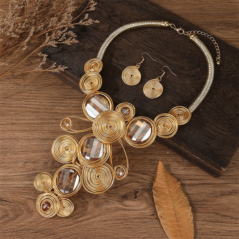 Conjunto de joyas coloridas de flores de aluminio exageradas para mujer, collar nupcial africano, pendientes, de joyería de ,