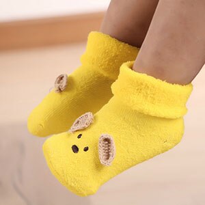 Chaussettes pour -né, unisexe, garçons et filles, chaussures chaudes pour bébé de 0 à 2 ans: YELLOW