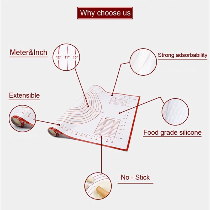 Silicone Baking Mat Pizza Dough Maker Pastry Kitchen Gadgets Cooking Tools Utensils Bakeware Kneading Accessories Lot
