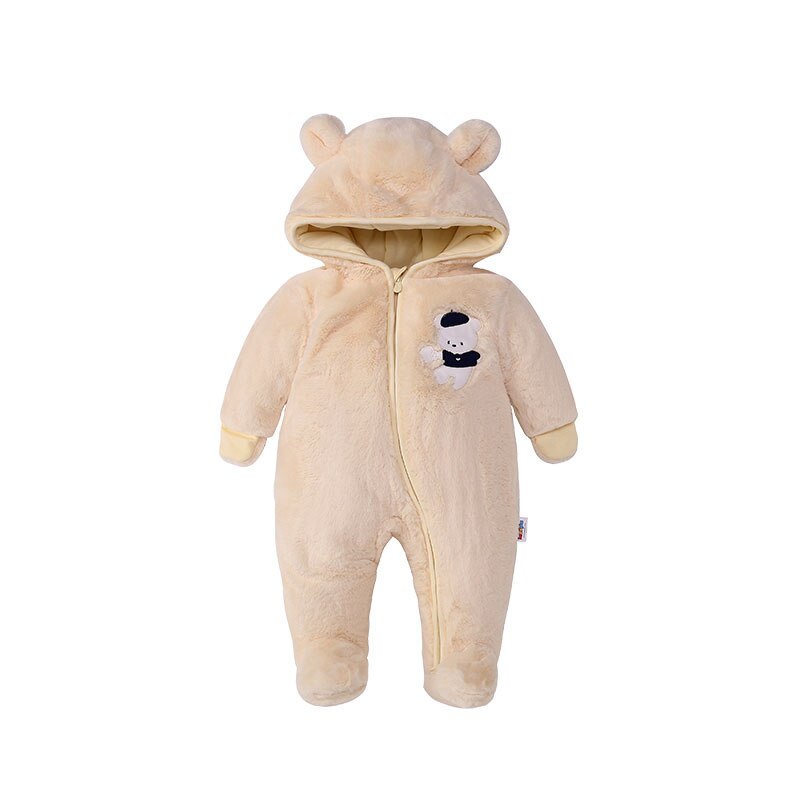 PONGSONA – barboteuse à manches longues pour bébé, vêtement d'hiver à capuche, petit ours, combinaison pour bébé garçon et fille: Kaki / 18M