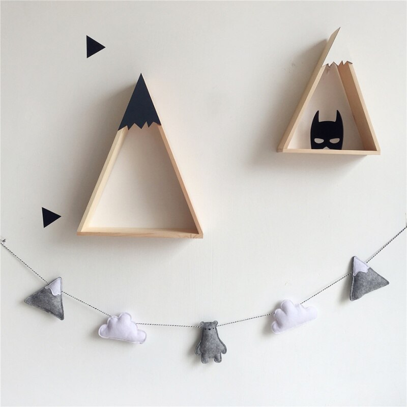3 Styles Kids Room Decoration Hanging Wall Decor Felt Fabric Cloud Garland String Party Banner Bed Mat Baby Bunting Ornaments: D