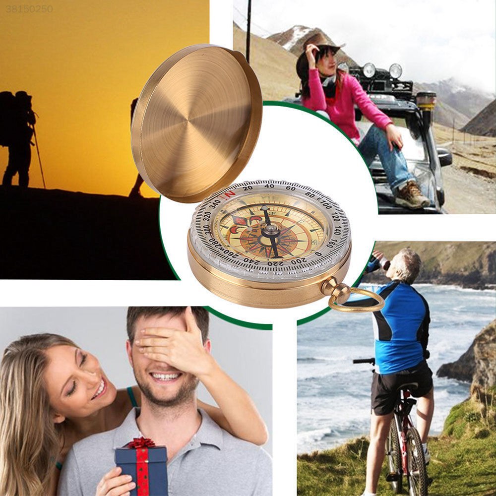 Compass Outdoor Camping Compasses Copper Shell Compass Flip Up Cover Shakeproof Direction Recognition Outdoor