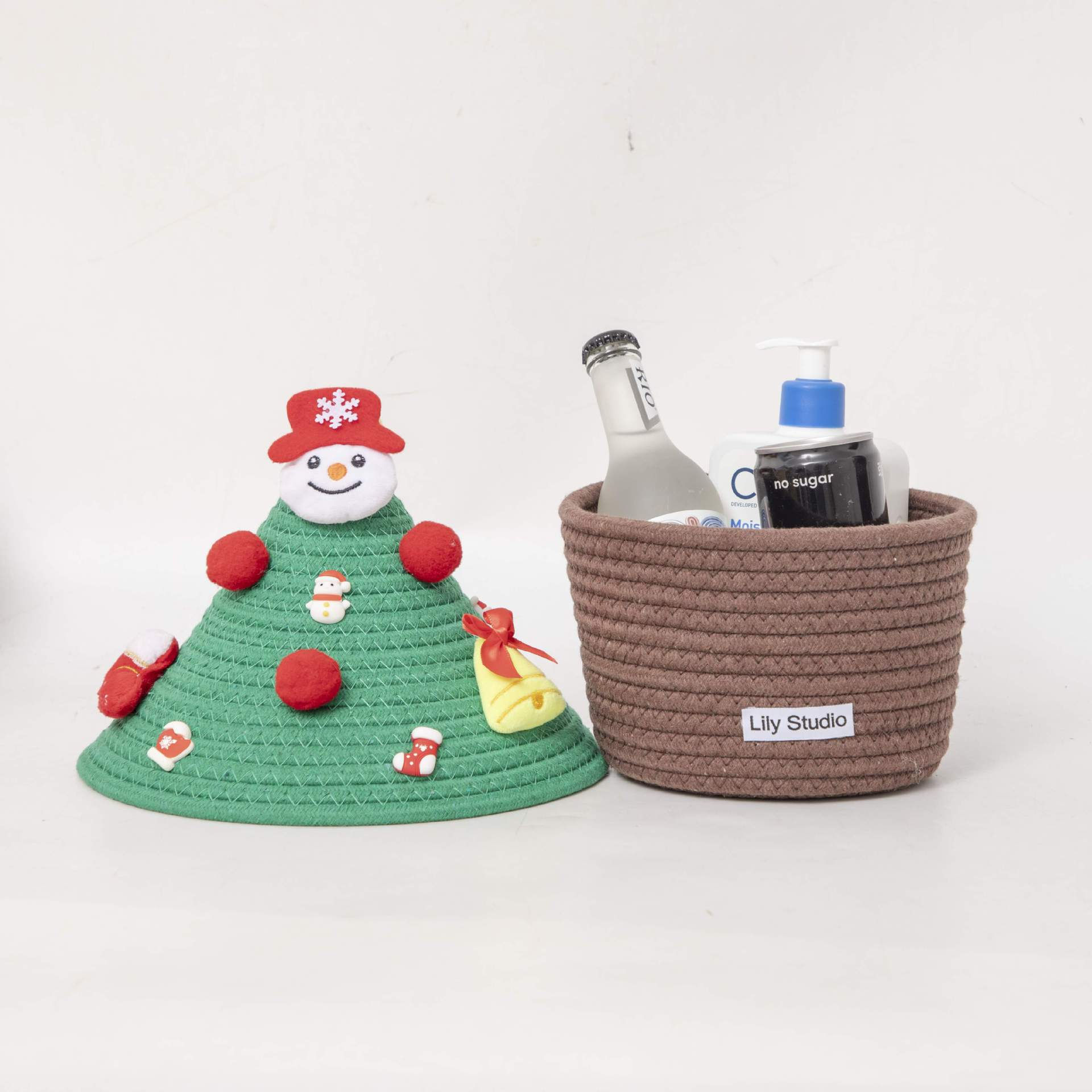 Woven Christmas Tree Storage Basket Christmas Ornament Desktop Home Toy Snacks Toiletries Storage Box Home Decoration