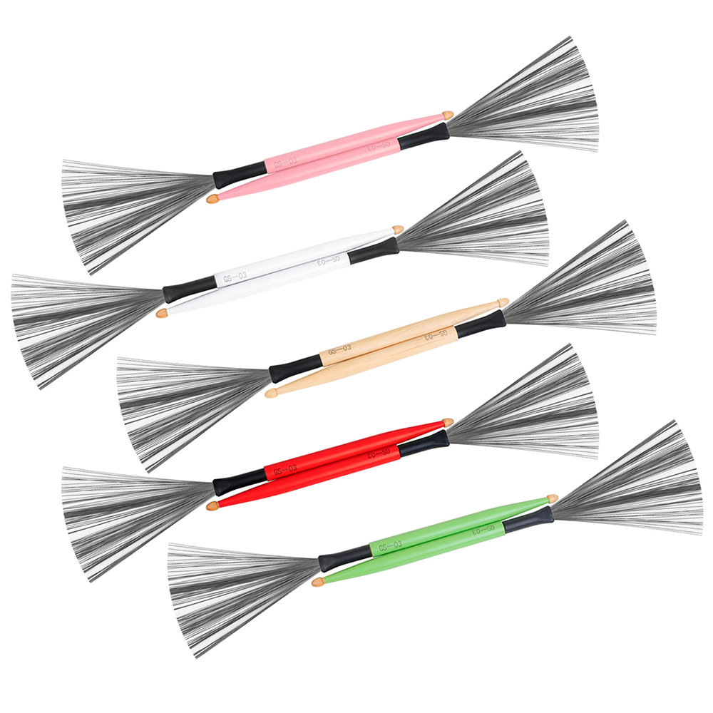 M MBAT GS-03 2 pcs/set Drum Brushes Dual Head Dual Purpose Colorful Metal Drum Sticks Drum Brushes Percussion Accessories