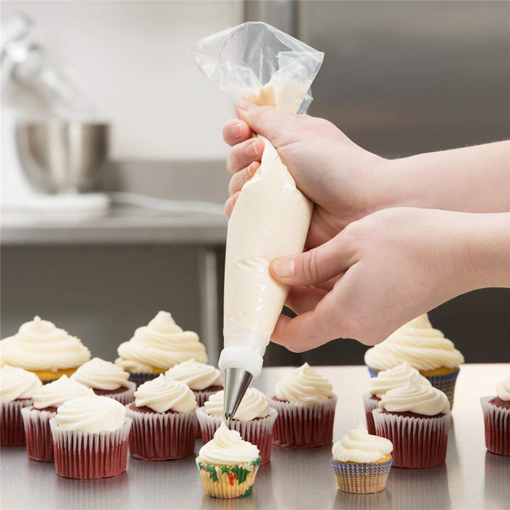 Bolsa de repostería desechable de 100 piezas, bolsas de plástico para glaseado de galletas, pasteles y magdalenas glaseado de, herramientas para hornear, 30CM