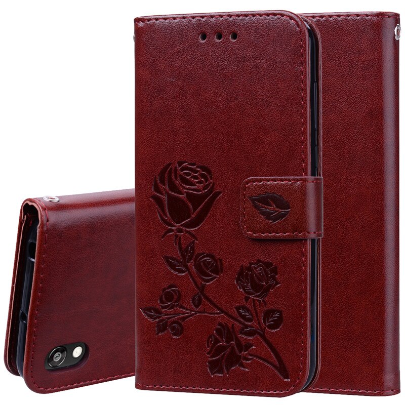 Huawei Y5 Case Luxury Leather Wallet Flip Case for Huawei Y5 Y 5 AMN-LX9 AMN-LX2 AMN-LX1 3D Flower Flip Case: Brown