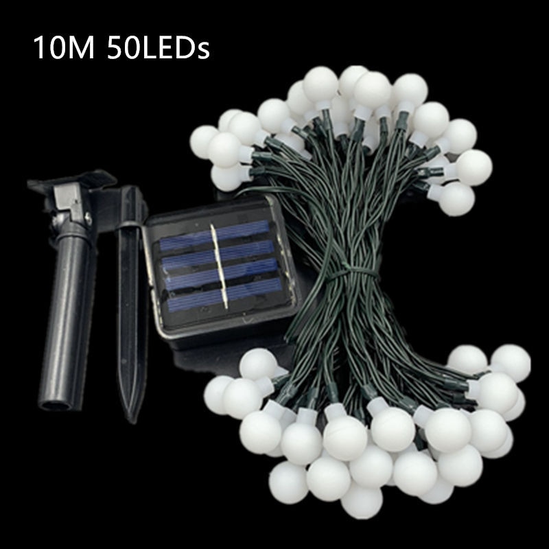 50 LEDS Small White Ball Solar Lamp 10M Power LED String Fairy Lights Solar Garlands Garden Christmas Party Decor For Outdoor