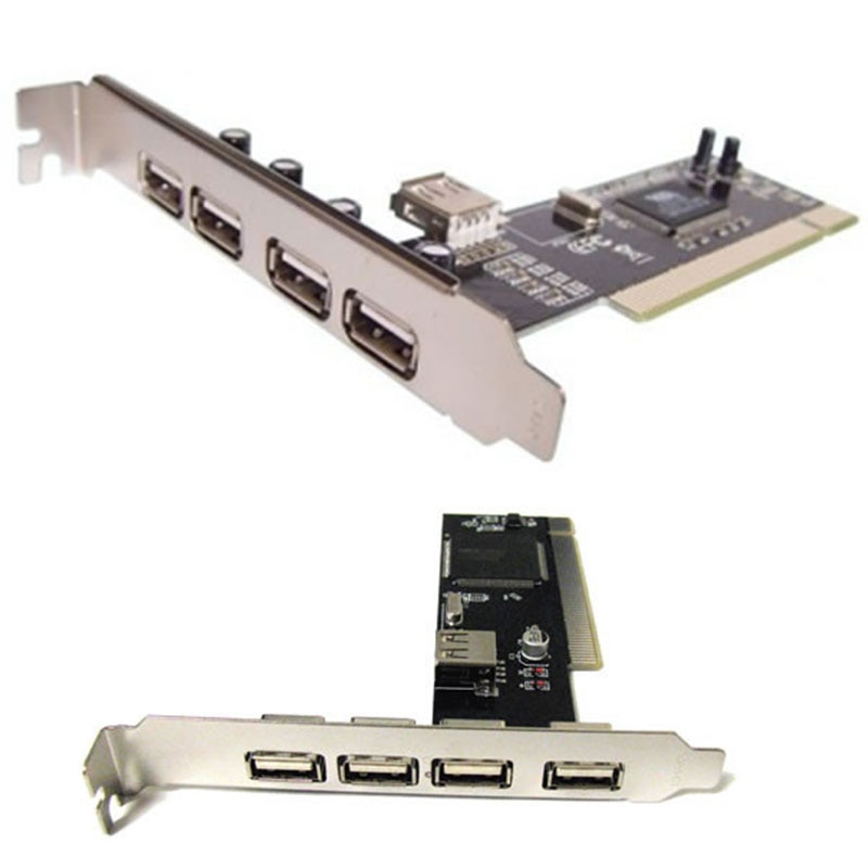 Usb 2.0 pci dator pc-kort  -- 4 extern port  +1 intern port för att utöka pc med 4 fler usb-portar