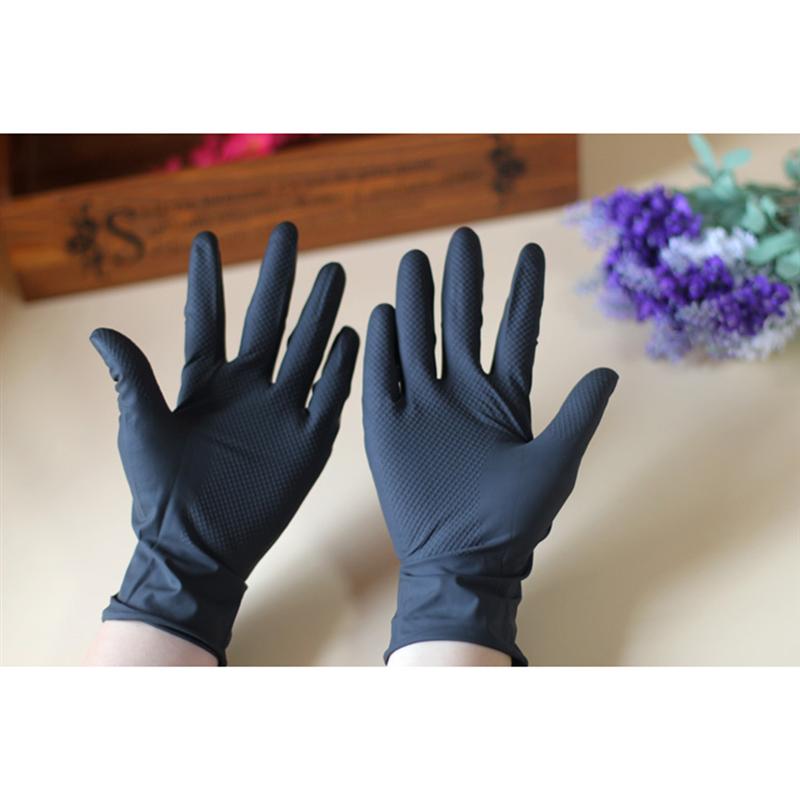 Gants de laboratoire réutilisables en Latex, 10 pièces, pour Salon de coiffure, pour coloration des cheveux, taille moyenne (noire)