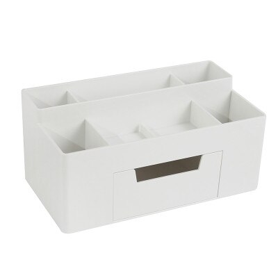 Soporte cuadrado de plástico para bolígrafo organizador de escritorio, caja de almacenamiento de cosméticos, soporte multifuncional para lápices con pequeño contenedor de cajón: A